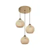 GLOBOSTAR® YASAM 203-0024 Vintage Κρεμαστό Φωτιστικό Οροφής με Ντουί 3 x E27 AC 220-240V IP20 - Μπεζ & Χρυσό - Μ42 x Π42 x Υ54cm