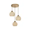 GLOBOSTAR® YASAM 203-0024 Vintage Κρεμαστό Φωτιστικό Οροφής με Ντουί 3 x E27 AC 220-240V IP20 - Μπεζ & Χρυσό - Μ42 x Π42 x Υ54cm