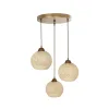 GLOBOSTAR® YASAM 203-0024 Vintage Κρεμαστό Φωτιστικό Οροφής με Ντουί 3 x E27 AC 220-240V IP20 - Μπεζ & Χρυσό - Μ42 x Π42 x Υ54cm
