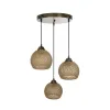 GLOBOSTAR® YASAM 203-0025 Vintage Κρεμαστό Φωτιστικό Οροφής με Ντουί 3 x E27 AC 220-240V IP20 - Καφέ - Μ42 x Π42 x Υ54cm