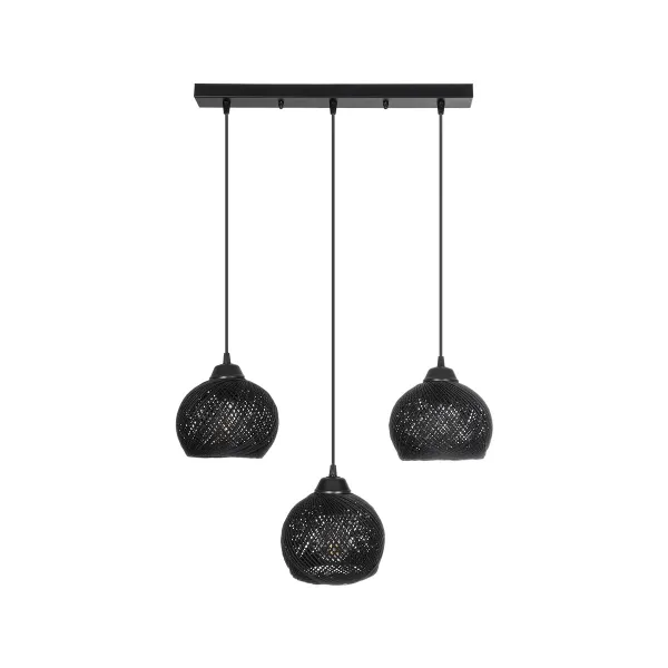 GLOBOSTAR® YASAM 203-0026 Vintage Κρεμαστό Φωτιστικό Οροφής με Ντουί 3 x E27 AC 220-240V IP20 - Μαύρο - Μ45 x Π18 x Υ30cm