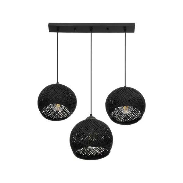 GLOBOSTAR® YASAM 203-0026 Vintage Κρεμαστό Φωτιστικό Οροφής με Ντουί 3 x E27 AC 220-240V IP20 - Μαύρο - Μ45 x Π18 x Υ30cm