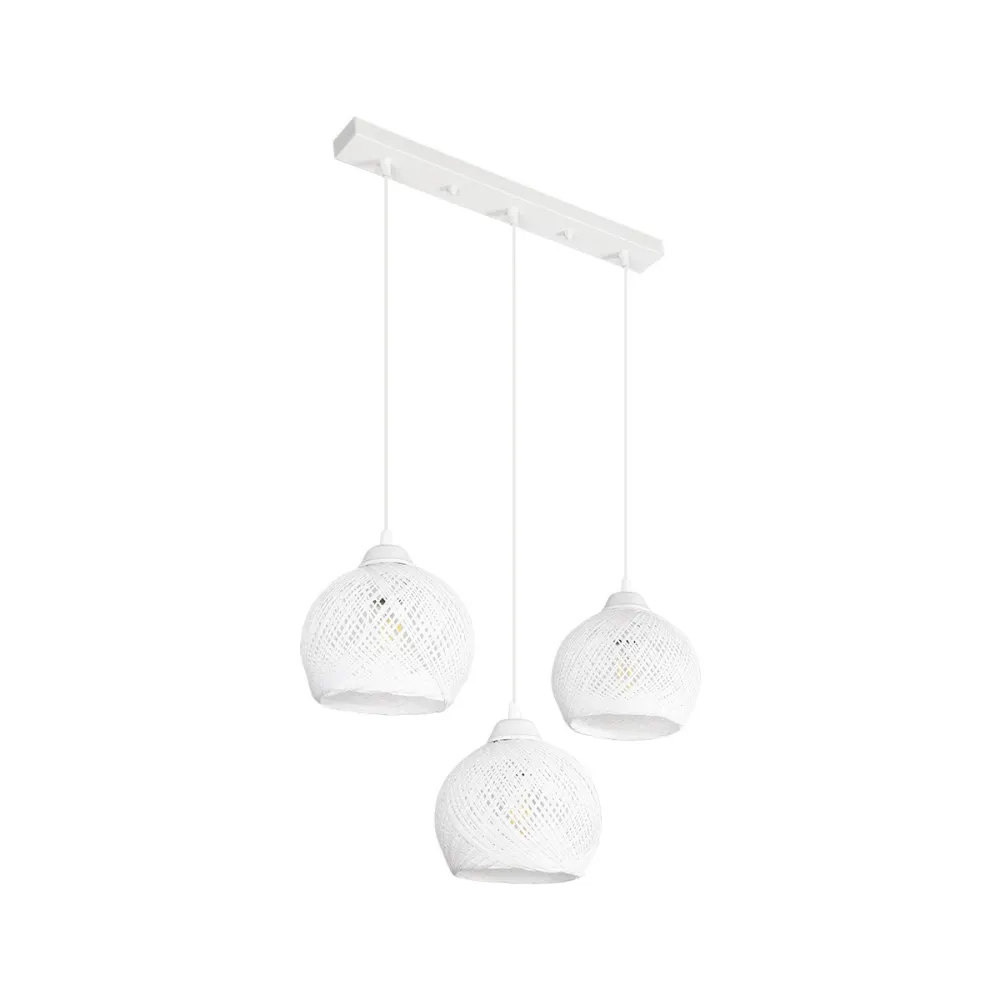 GLOBOSTAR® YASAM 203-0027 Vintage Κρεμαστό Φωτιστικό Οροφής με Ντουί 3 x E27 AC 220-240V IP20 - Λευκό - Μ45 x Π18 x Υ30cm