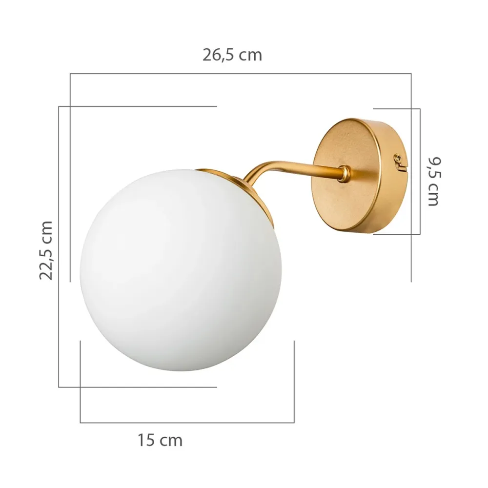 GLOBOSTAR® DALPH 203-0033 Vintage Φωτιστικό Τοίχου - Απλίκα με Ντουί 1 x E27 AC 220-240V IP20 - Χρυσό & Λευκό - M15 x Π25 x Υ22cm