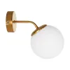 GLOBOSTAR® DALPH 203-0033 Vintage Φωτιστικό Τοίχου - Απλίκα με Ντουί 1 x E27 AC 220-240V IP20 - Χρυσό & Λευκό - M15 x Π25 x Υ22cm