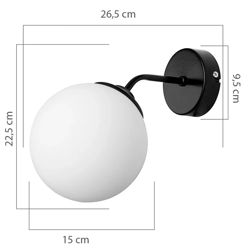 GLOBOSTAR® DALPH 203-0034 Vintage Φωτιστικό Τοίχου - Απλίκα με Ντουί 1 x E27 AC 220-240V IP20 - Μαύρο & Λευκό - M15 x Π25 x Υ22cm