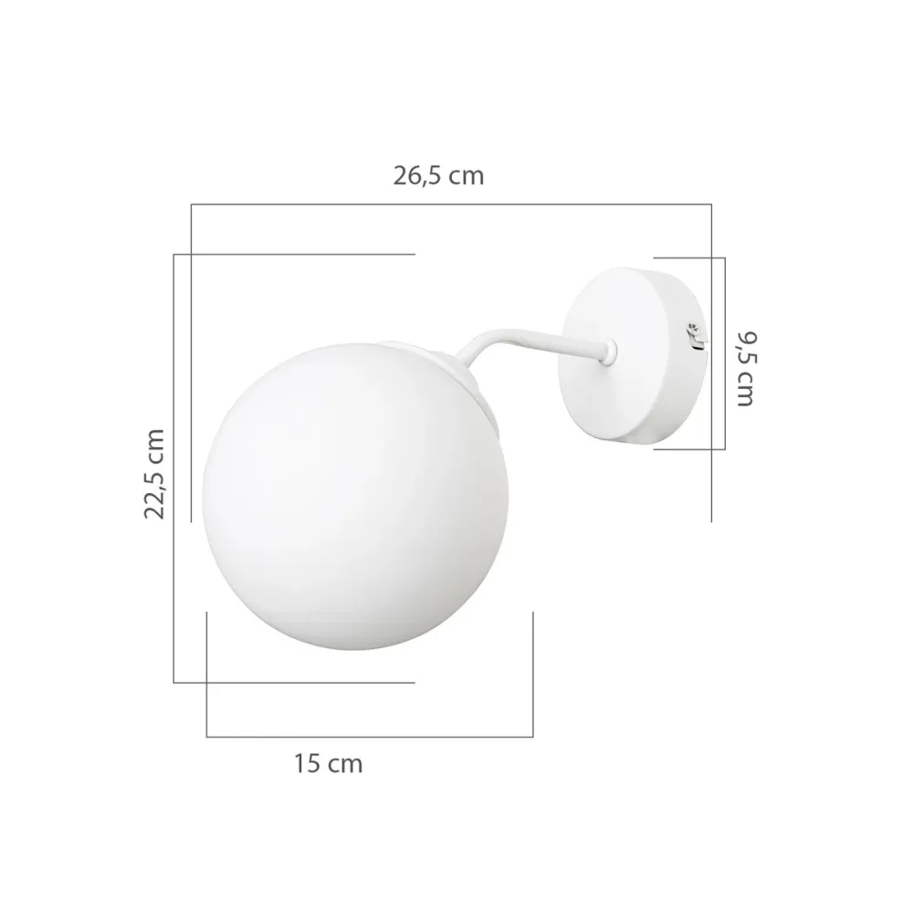 GLOBOSTAR® DALPH 203-0035 Vintage Φωτιστικό Τοίχου - Απλίκα με Ντουί 1 x E27 AC 220-240V IP20 - Λευκό - M15 x Π25 x Υ22cm