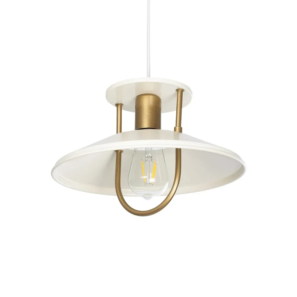 GLOBOSTAR® BILLA 203-0041 Vintage Κρεμαστό Φωτιστικό Οροφής με Ντουί 1 x E27 AC 220-240V IP20 - Λευκό & Χρυσό - M30.5 x Π30.5 x Υ20cm