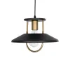 GLOBOSTAR® BILLA 203-0042 Vintage Κρεμαστό Φωτιστικό Οροφής με Ντουί 1 x E27 AC 220-240V IP20 - Μαύρο & Χρυσό - M30.5 x Π30.5 x Υ20cm