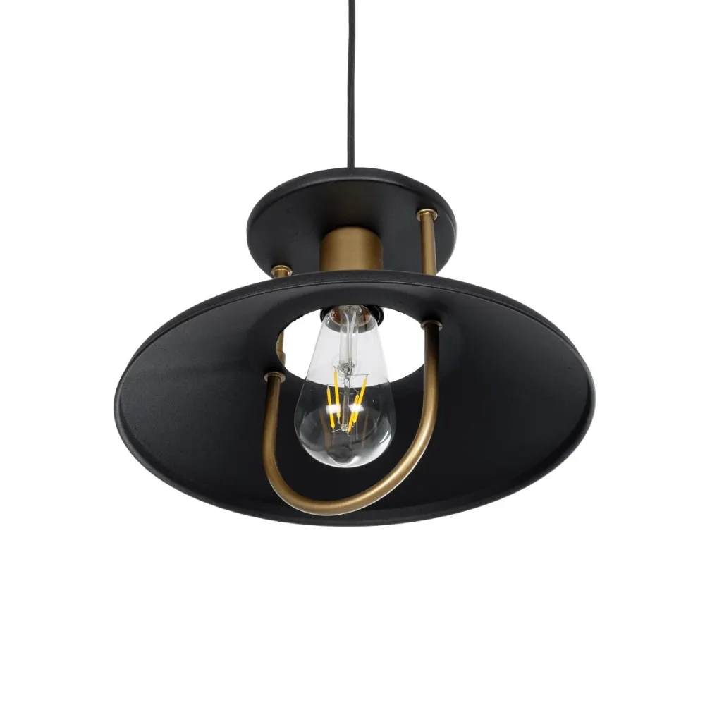 GLOBOSTAR® BILLA 203-0042 Vintage Κρεμαστό Φωτιστικό Οροφής με Ντουί 1 x E27 AC 220-240V IP20 - Μαύρο & Χρυσό - M30.5 x Π30.5 x Υ20cm