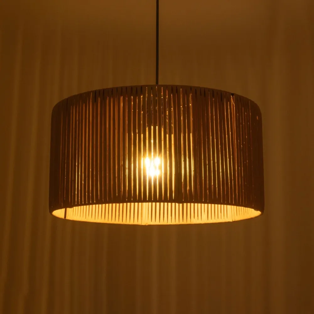 GLOBOSTAR® KYCLOS 203-0049 Boho Κρεμαστό Φωτιστικό Οροφής με Ντουί 1 x E27 AC 220-240V IP20 - Μπεζ - M40 x Π40 x Υ25.5cm