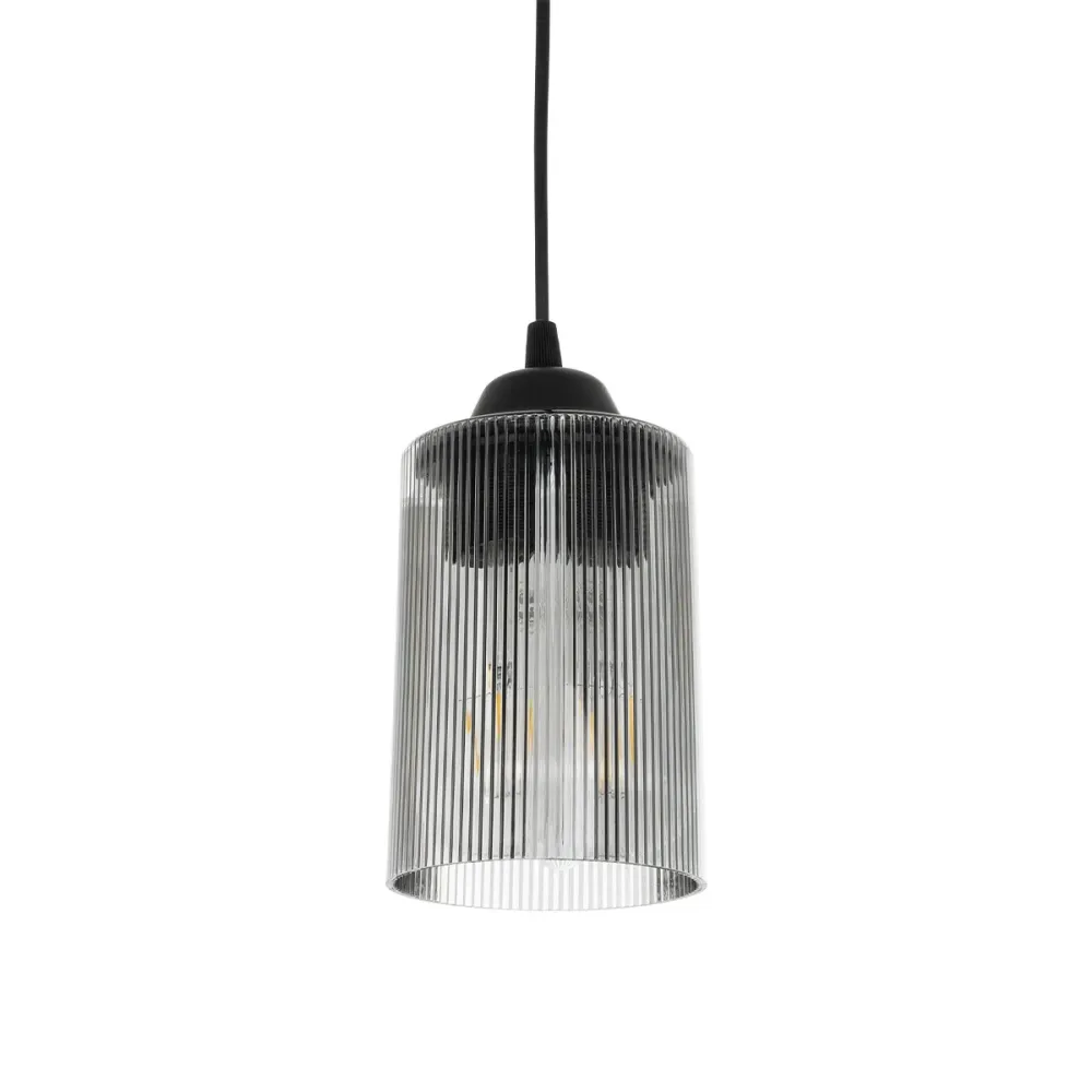 GLOBOSTAR® TORUS 203-0063 Μοντέρνο Κρεμαστό Φωτιστικό Οροφής με Ντουί 1 x E27 AC 220-240V IP20 - Μαύρο & Μαύρο Φιμέ - Μ10.5 x Π10.5 x Υ18.5cm