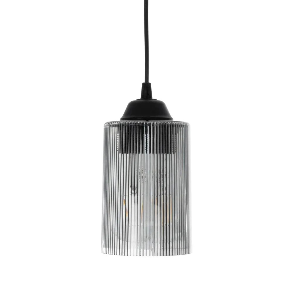 GLOBOSTAR® TORUS 203-0063 Μοντέρνο Κρεμαστό Φωτιστικό Οροφής με Ντουί 1 x E27 AC 220-240V IP20 - Μαύρο & Μαύρο Φιμέ - Μ10.5 x Π10.5 x Υ18.5cm