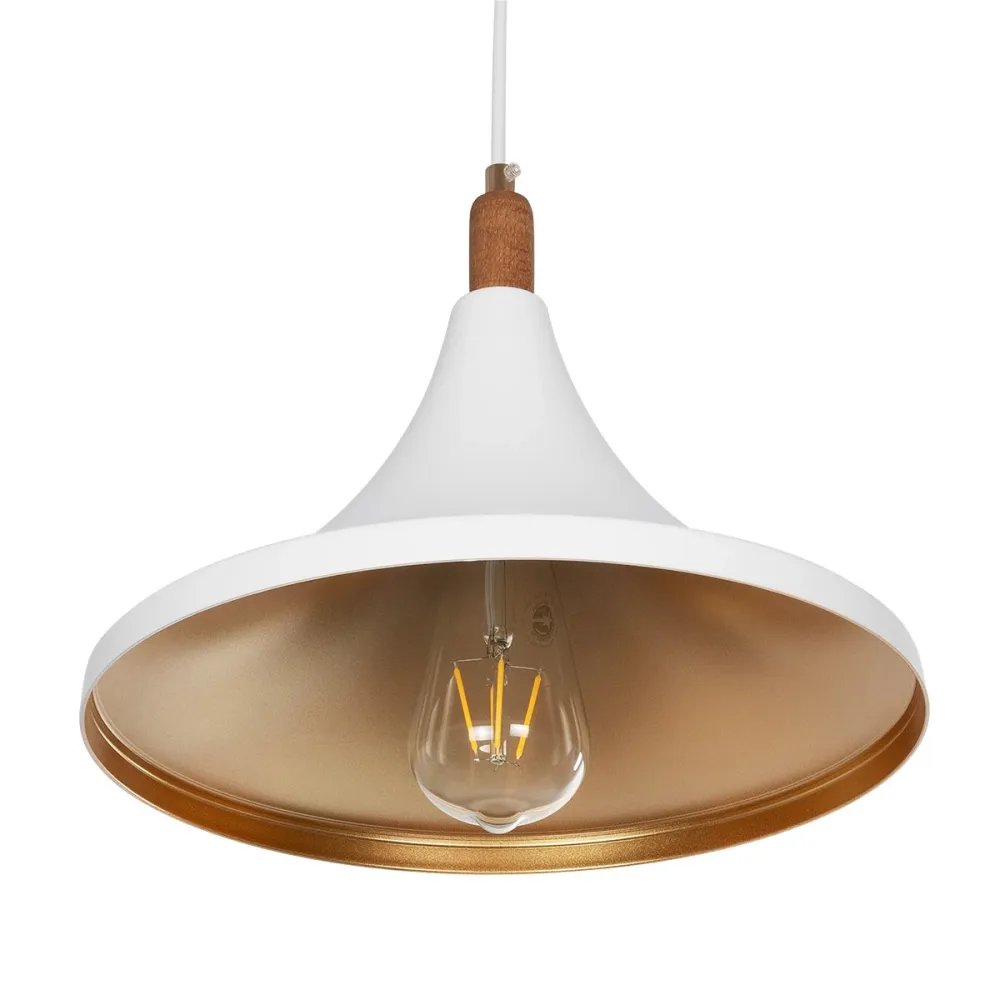 GLOBOSTAR® BELFRY 203-0076 Μοντέρνο Κρεμαστό Φωτιστικό Οροφής με Ντουί 1 x E27 AC 220-240V IP20 - Λεύκο & Χρυσό - Μ29.5 x Π29.5 x Υ22cm