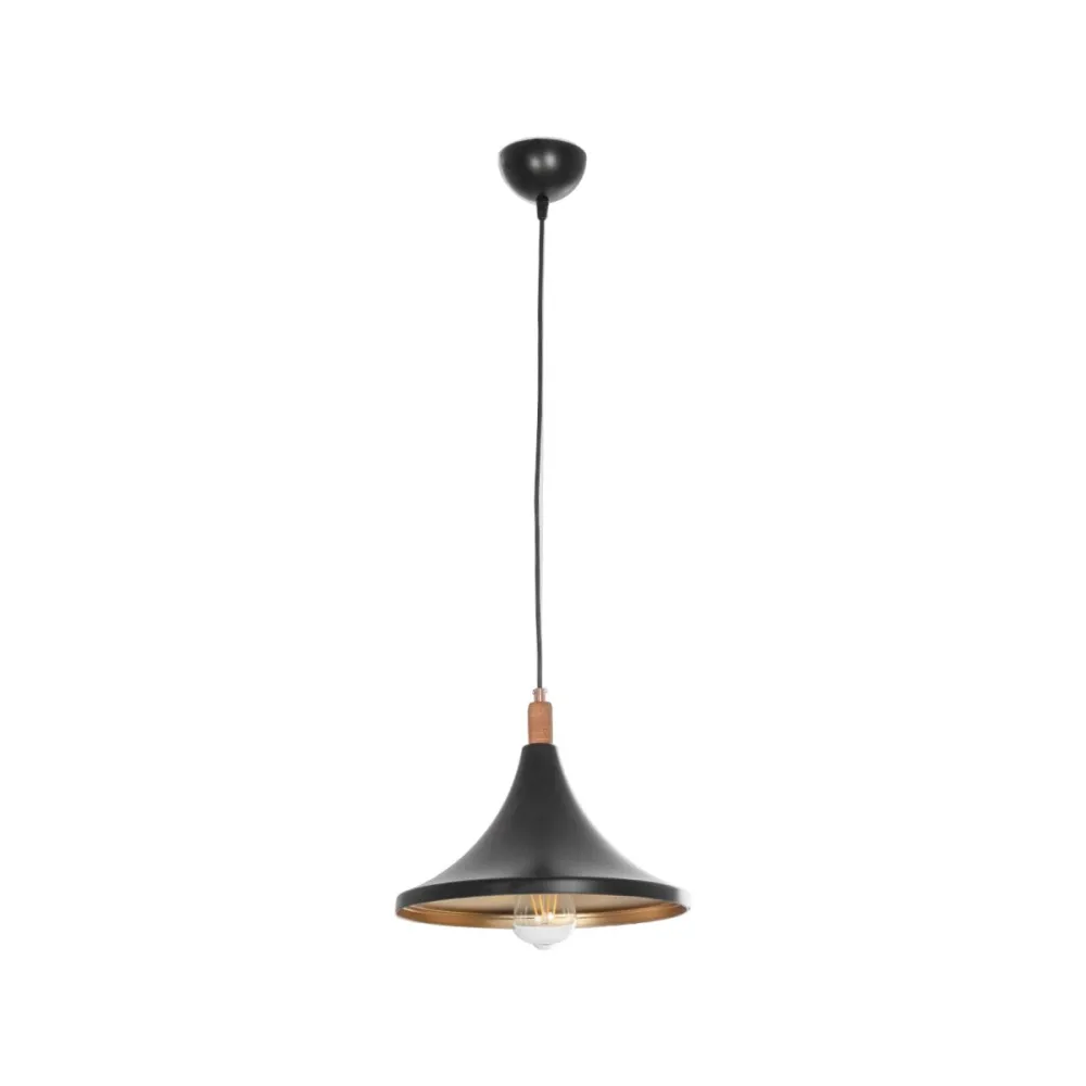 GLOBOSTAR® BELFRY 203-0077 Μοντέρνο Κρεμαστό Φωτιστικό Οροφής με Ντουί 1 x E27 AC 220-240V IP20 - Μαύρο & Χρυσό - Μ29.5 x Π29.5 x Υ22cm