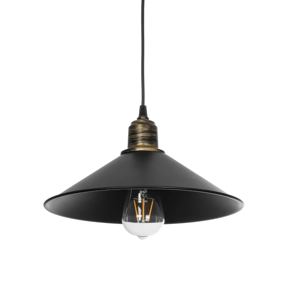 GLOBOSTAR® FERRO 203-0082 Μοντέρνο Κρεμαστό Φωτιστικό Οροφής με Ντουί 1 x E27 AC 220-240V IP20 - Μαύρο & Μπρούτζινο - Μ30 x Π30 x Υ15cm
