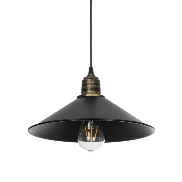 GLOBOSTAR® FERRO 203-0082 Μοντέρνο Κρεμαστό Φωτιστικό Οροφής με Ντουί 1 x E27 AC 220-240V IP20 - Μαύρο & Μπρούτζινο - Μ30 x Π30 x Υ15cm