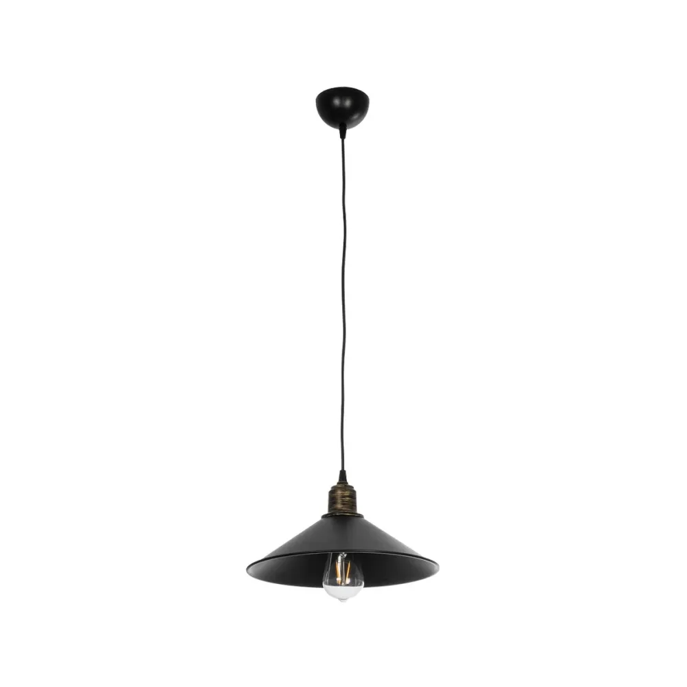GLOBOSTAR® FERRO 203-0082 Μοντέρνο Κρεμαστό Φωτιστικό Οροφής με Ντουί 1 x E27 AC 220-240V IP20 - Μαύρο & Μπρούτζινο - Μ30 x Π30 x Υ15cm