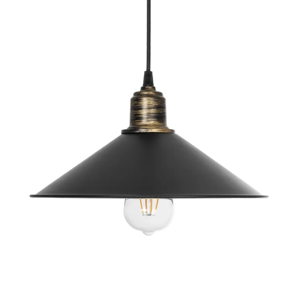 GLOBOSTAR® FERRO 203-0082 Μοντέρνο Κρεμαστό Φωτιστικό Οροφής με Ντουί 1 x E27 AC 220-240V IP20 - Μαύρο & Μπρούτζινο - Μ30 x Π30 x Υ15cm