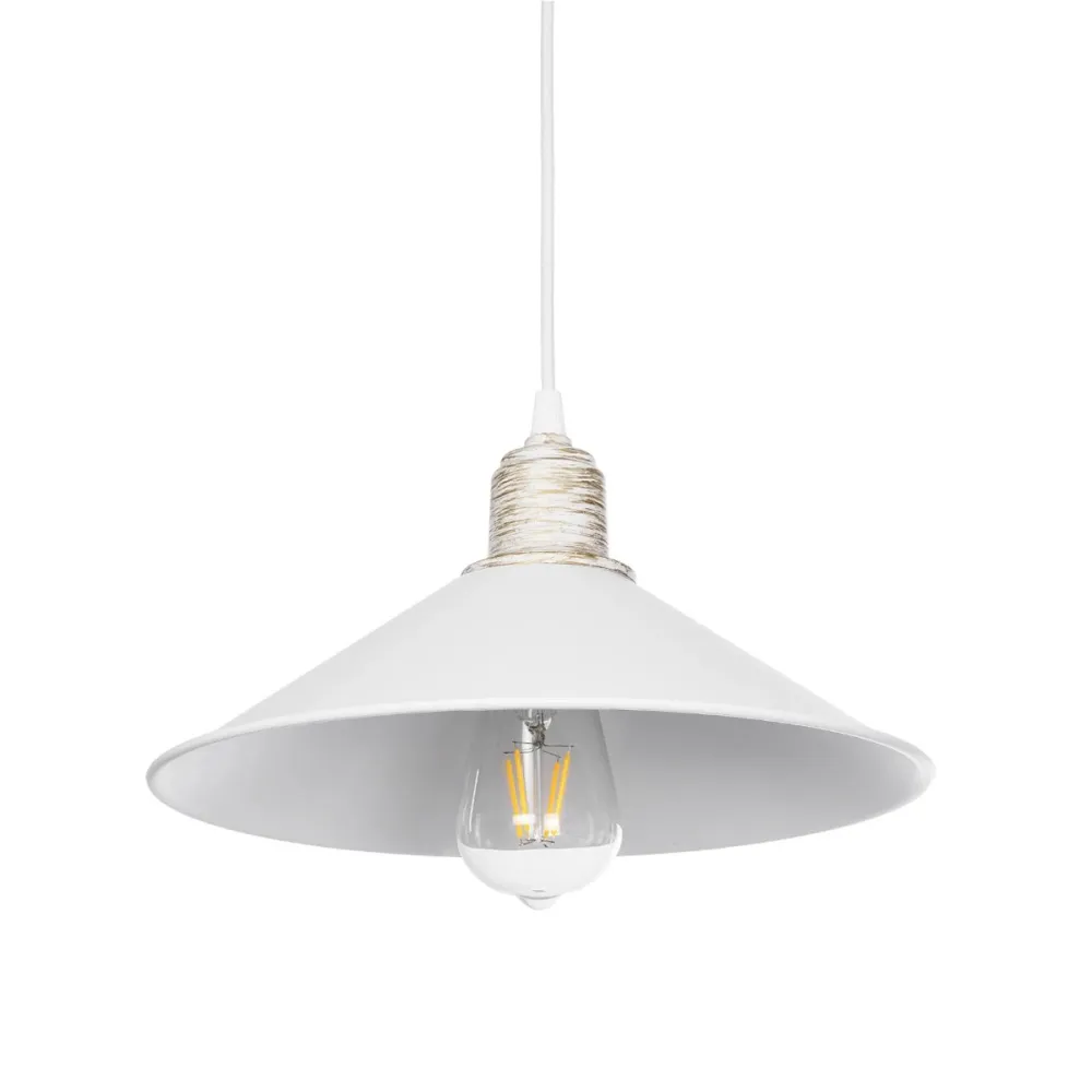 GLOBOSTAR® FERRO 203-0083 Μοντέρνο Κρεμαστό Φωτιστικό Οροφής με Ντουί 1 x E27 AC 220-240V IP20 - Λευκό & Χρυσό - Μ30 x Π30 x Υ15cm