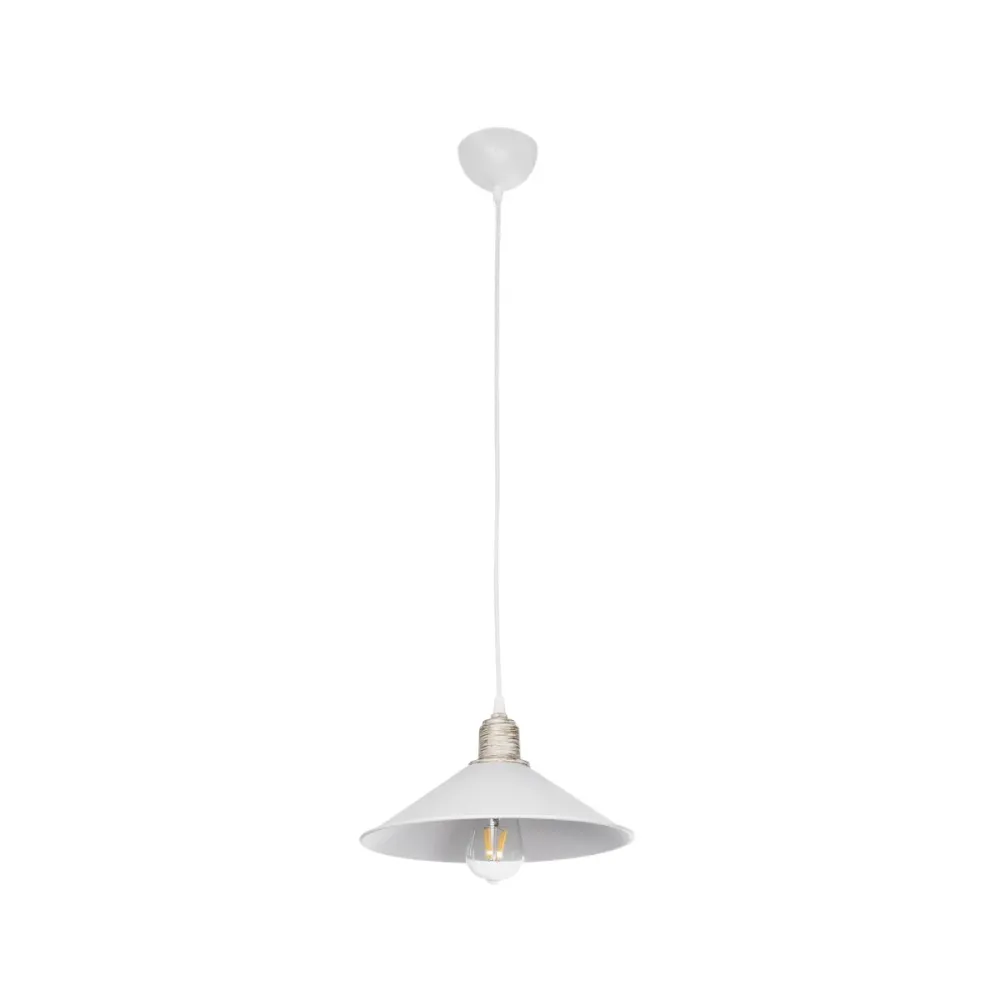 GLOBOSTAR® FERRO 203-0083 Μοντέρνο Κρεμαστό Φωτιστικό Οροφής με Ντουί 1 x E27 AC 220-240V IP20 - Λευκό & Χρυσό - Μ30 x Π30 x Υ15cm