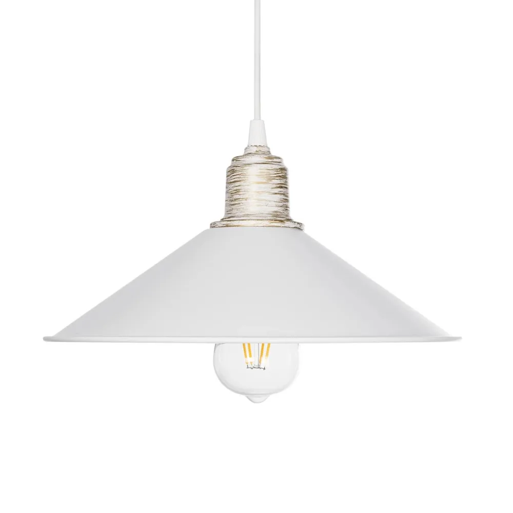 GLOBOSTAR® FERRO 203-0083 Μοντέρνο Κρεμαστό Φωτιστικό Οροφής με Ντουί 1 x E27 AC 220-240V IP20 - Λευκό & Χρυσό - Μ30 x Π30 x Υ15cm
