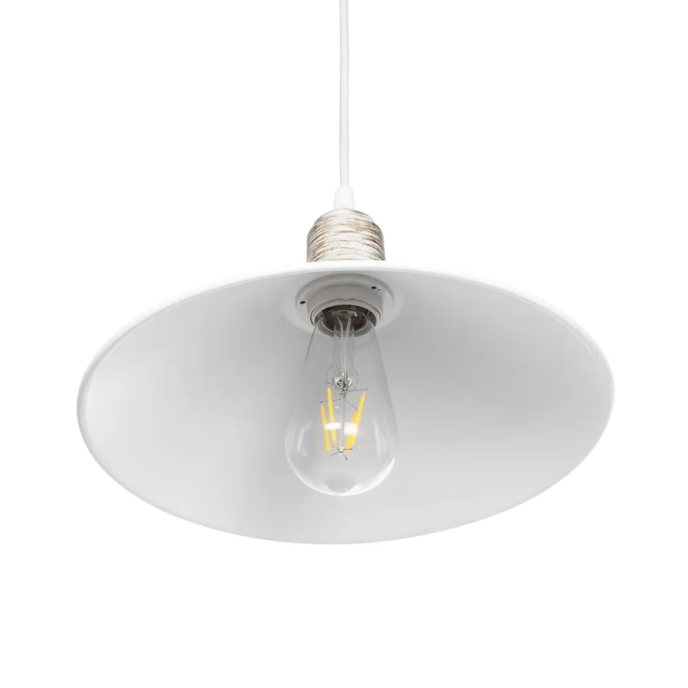 GLOBOSTAR® FERRO 203-0083 Μοντέρνο Κρεμαστό Φωτιστικό Οροφής με Ντουί 1 x E27 AC 220-240V IP20 - Λευκό & Χρυσό - Μ30 x Π30 x Υ15cm