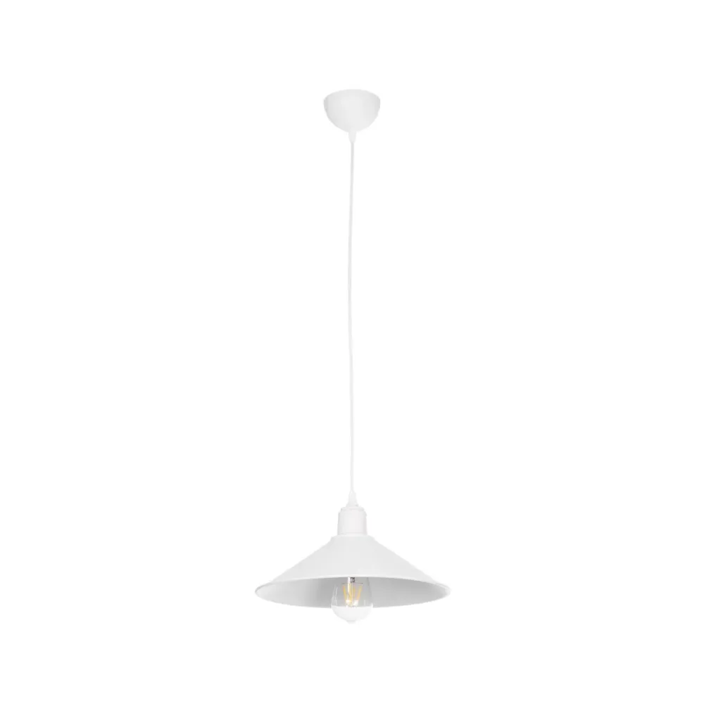 GLOBOSTAR® FERRO 203-0085 Μοντέρνο Κρεμαστό Φωτιστικό Οροφής με Ντουί 1 x E27 AC 220-240V IP20 - Λευκό - Μ30 x Π30 x Υ15cm