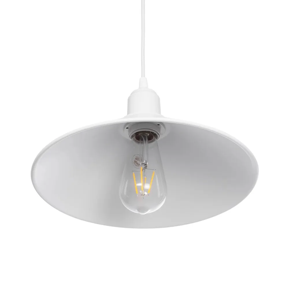 GLOBOSTAR® FERRO 203-0085 Μοντέρνο Κρεμαστό Φωτιστικό Οροφής με Ντουί 1 x E27 AC 220-240V IP20 - Λευκό - Μ30 x Π30 x Υ15cm