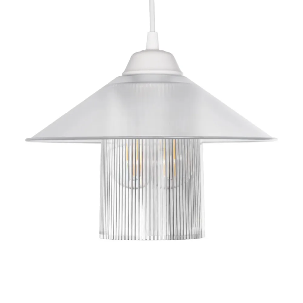GLOBOSTAR® PROMO 203-0088 Μοντέρνο Κρεμαστό Φωτιστικό Οροφής με Ντουί 1 x E27 AC 220-240V IP20 - Λευκό - Μ25.5 x Π25.5 x Υ20cm