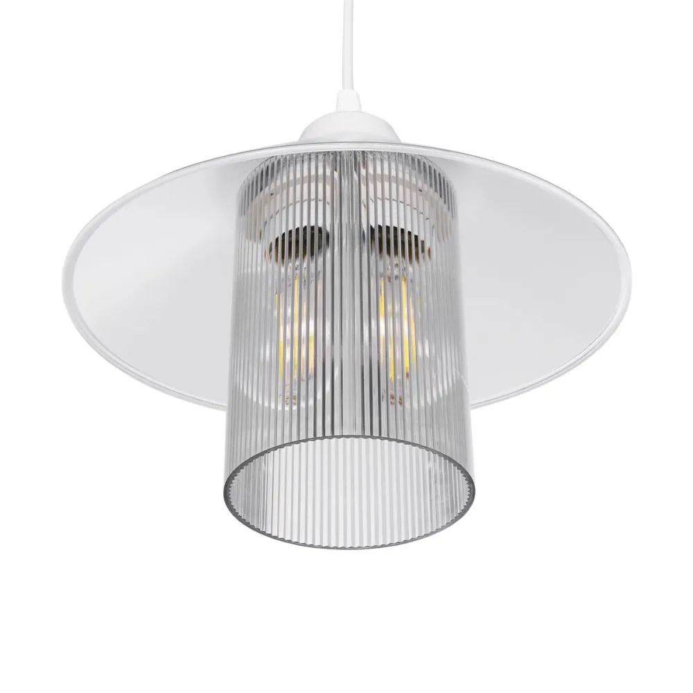 GLOBOSTAR® PROMO 203-0088 Μοντέρνο Κρεμαστό Φωτιστικό Οροφής με Ντουί 1 x E27 AC 220-240V IP20 - Λευκό - Μ25.5 x Π25.5 x Υ20cm