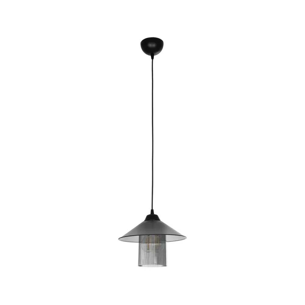 GLOBOSTAR® PROMO 203-0089 Μοντέρνο Κρεμαστό Φωτιστικό Οροφής με Ντουί 1 x E27 AC 220-240V IP20 - Μαύρο & Μαύρο Φιμέ - Μ25.5 x Π25.5 x Υ20cm