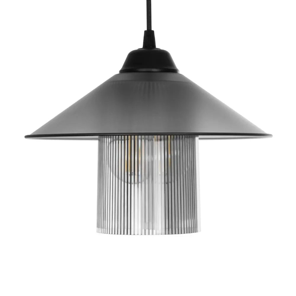 GLOBOSTAR® PROMO 203-0089 Μοντέρνο Κρεμαστό Φωτιστικό Οροφής με Ντουί 1 x E27 AC 220-240V IP20 - Μαύρο & Μαύρο Φιμέ - Μ25.5 x Π25.5 x Υ20cm