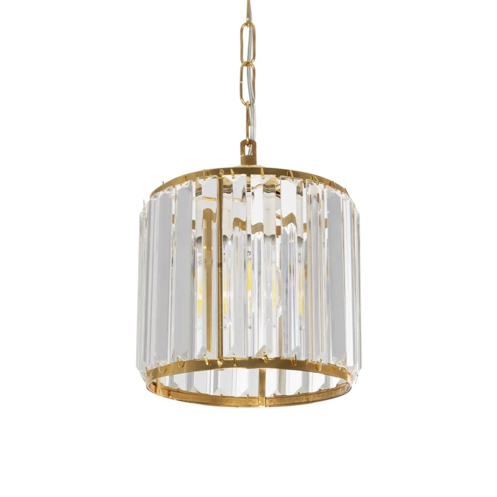 GLOBOSTAR® GLAMOROUS 203-0093 Κλασικό Κρεμαστό Φωτιστικό Οροφής με Ντουί 1 x E27 AC 220-240V IP20 - Χρυσό & Διάφανο - Μ19 x Π19 x Υ16.5cm
