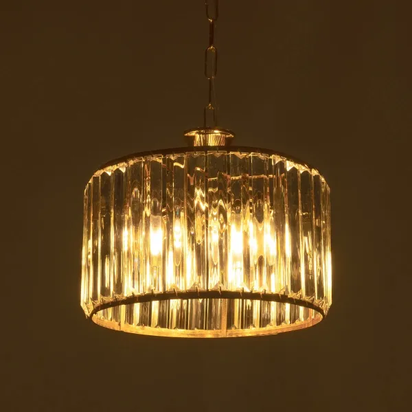 GLOBOSTAR® GLAMOROUS 203-0094 Κλασικό Κρεμαστό Φωτιστικό Οροφής με Ντουί 3 x E27 AC 220-240V IP20 - Χρυσό & Διάφανο - Μ28 x Π28 x Υ21.5cm