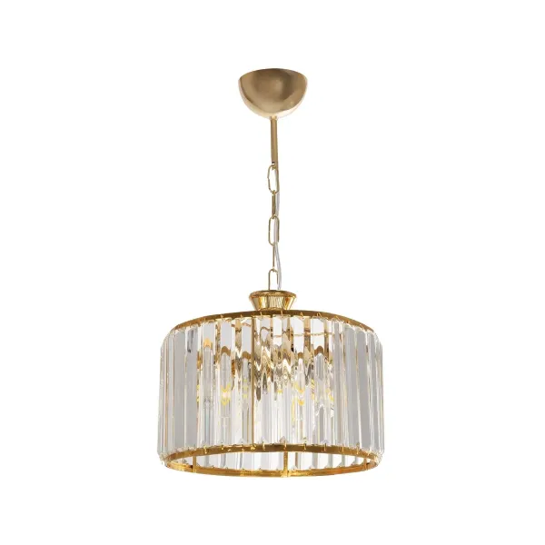 GLOBOSTAR® GLAMOROUS 203-0094 Κλασικό Κρεμαστό Φωτιστικό Οροφής με Ντουί 3 x E27 AC 220-240V IP20 - Χρυσό & Διάφανο - Μ28 x Π28 x Υ21.5cm