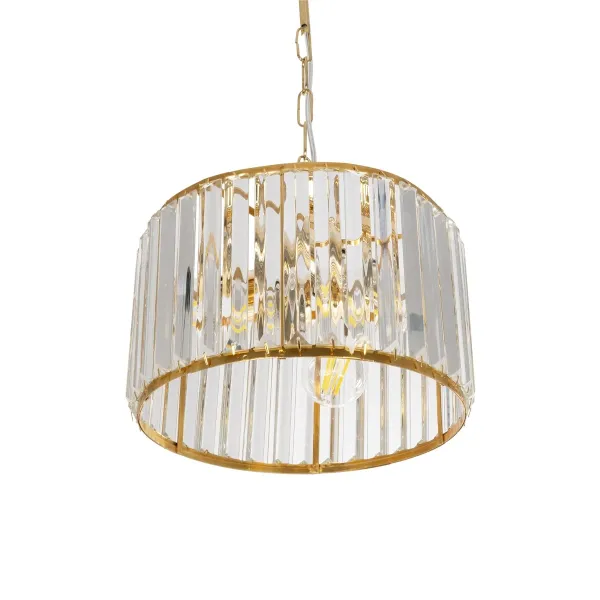 GLOBOSTAR® GLAMOROUS 203-0094 Κλασικό Κρεμαστό Φωτιστικό Οροφής με Ντουί 3 x E27 AC 220-240V IP20 - Χρυσό & Διάφανο - Μ28 x Π28 x Υ21.5cm