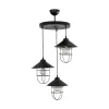 GLOBOSTAR® BLAZEO 203-0097 Vintage Κρεμαστό Φωτιστικό Οροφής με Ντουί 3 x E27 AC 220-240V IP20 - Μαύρο - Μ45 x Π45 x Υ45cm
