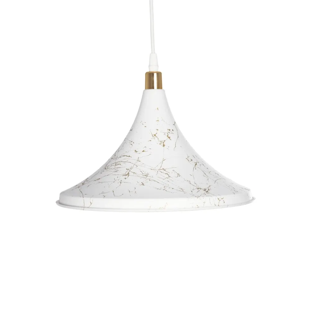 GLOBOSTAR® MARBLE 203-0098 Μοντέρνο Κρεμαστό Φωτιστικό Οροφής με Ντουί 1 x E27 AC 220-240V IP20 - Λεύκο & Χρυσό - Μ30 x Π30 x Υ20cm