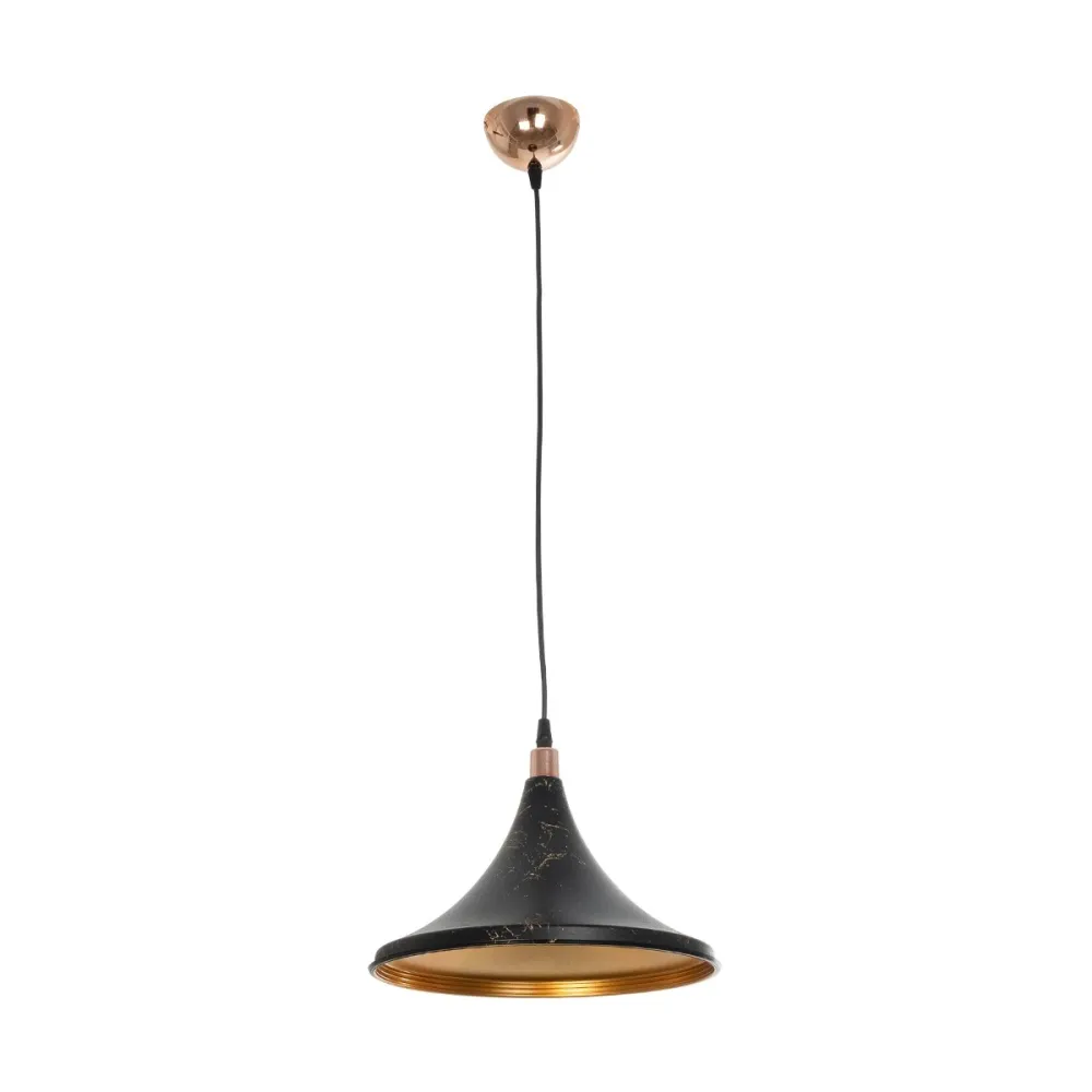 GLOBOSTAR® MARBLE 203-0099 Μοντέρνο Κρεμαστό Φωτιστικό Οροφής με Ντουί 1 x E27 AC 220-240V IP20 - Μαύρο & Χρυσό - Μ30 x Π30 x Υ20cm