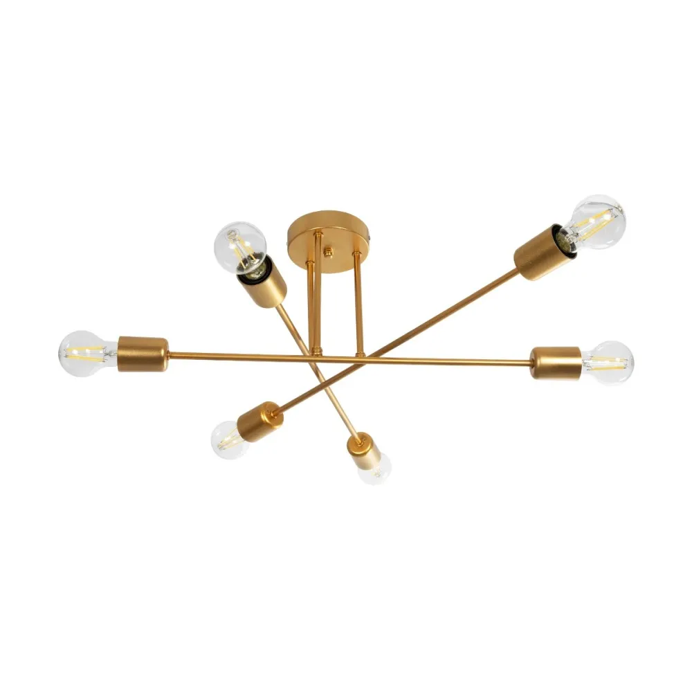 GLOBOSTAR® SPIDI 203-0114 Μοντέρνο Φωτιστικό Οροφής με Ντουί 6 x E27 AC 220-240V IP20 - Χρυσό - Μ61 x Π61 x Υ25cm