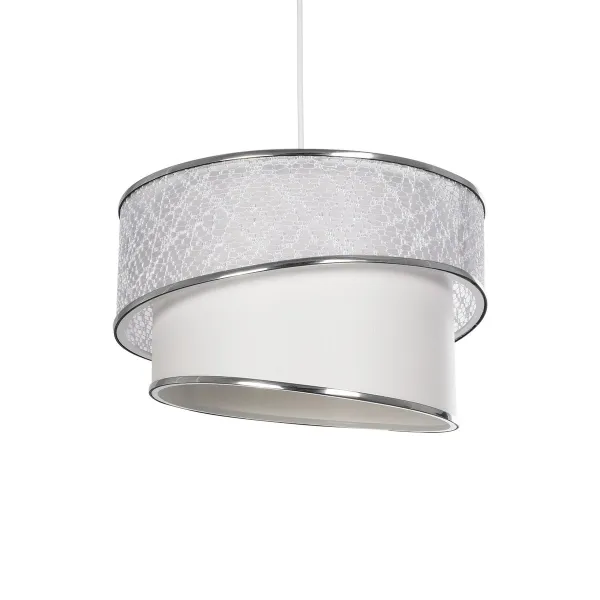 GLOBOSTAR® SONIA 203-0115 Μοντέρνο Κρεμαστό Φωτιστικό Οροφής με Ντουί 1 x E27 AC 220-240V IP20 - Λευκό & Ασημί - Μ30 x Π30 x Υ24cm