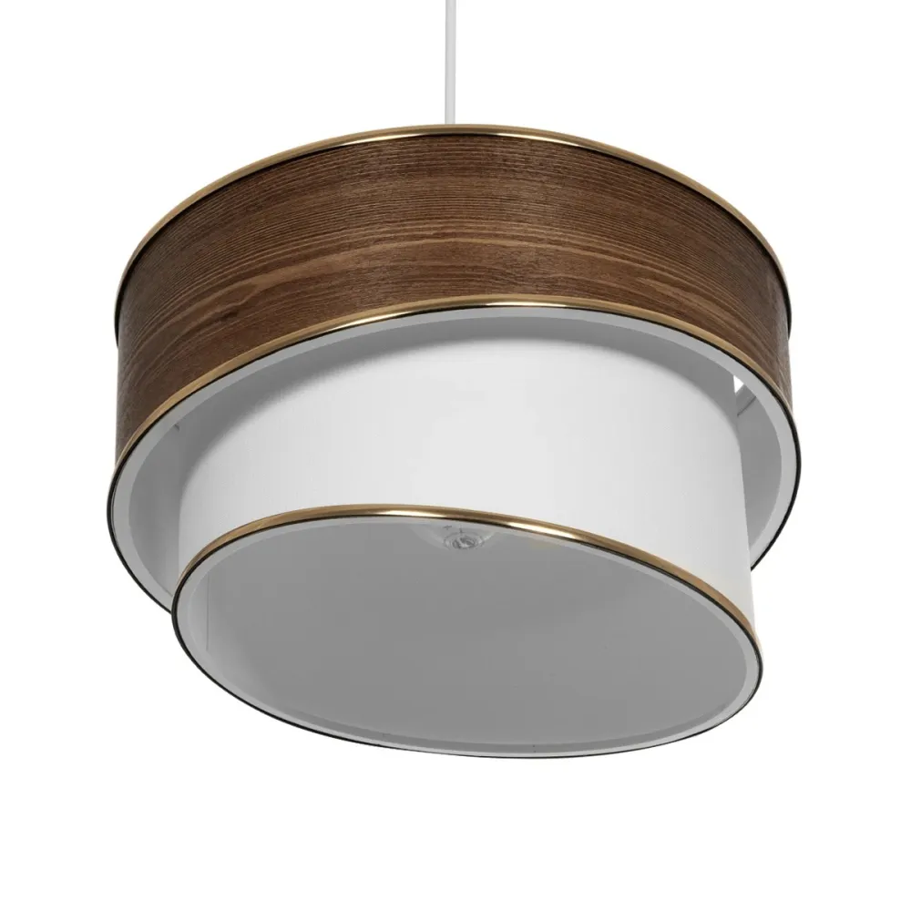 GLOBOSTAR® SONIA 203-0119 Μοντέρνο Κρεμαστό Φωτιστικό Οροφής με Ντουί 1 x E27 AC 220-240V IP20 - Καφέ & Λευκό - Μ30 x Π30 x Υ24cm