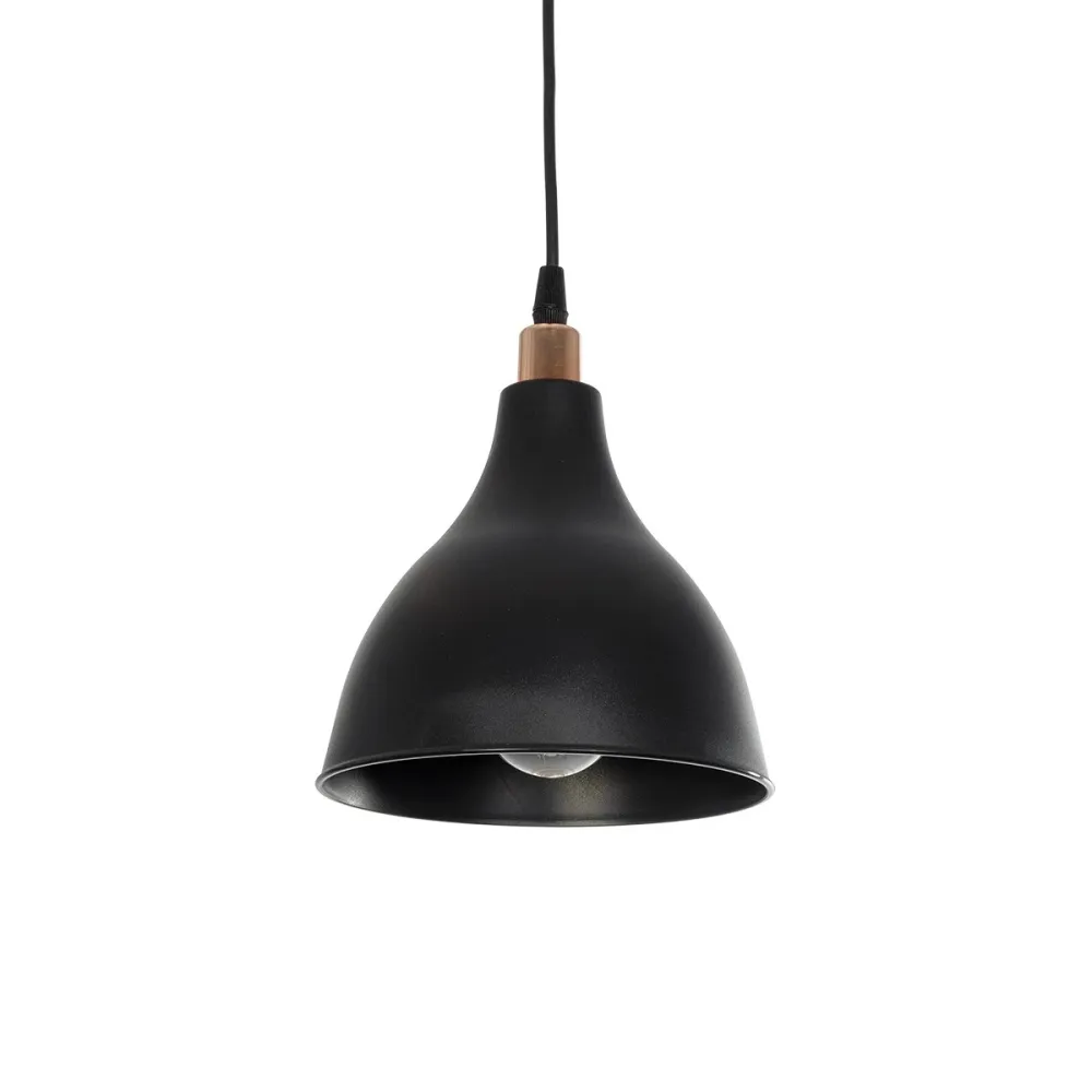 GLOBOSTAR® RADE 203-0124 Μοντέρνο Κρεμαστό Φωτιστικό Οροφής με Ντουί 1 x E27 AC 220-240V IP20 - Μαύρο & Χάλκινο - Μ18.5 x Π18.5 x Υ23cm