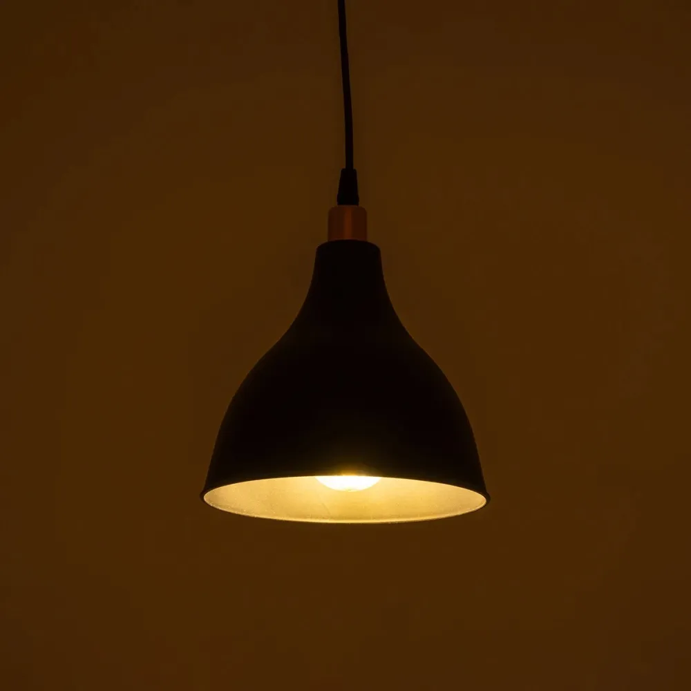 GLOBOSTAR® RADE 203-0124 Μοντέρνο Κρεμαστό Φωτιστικό Οροφής με Ντουί 1 x E27 AC 220-240V IP20 - Μαύρο & Χάλκινο - Μ18.5 x Π18.5 x Υ23cm