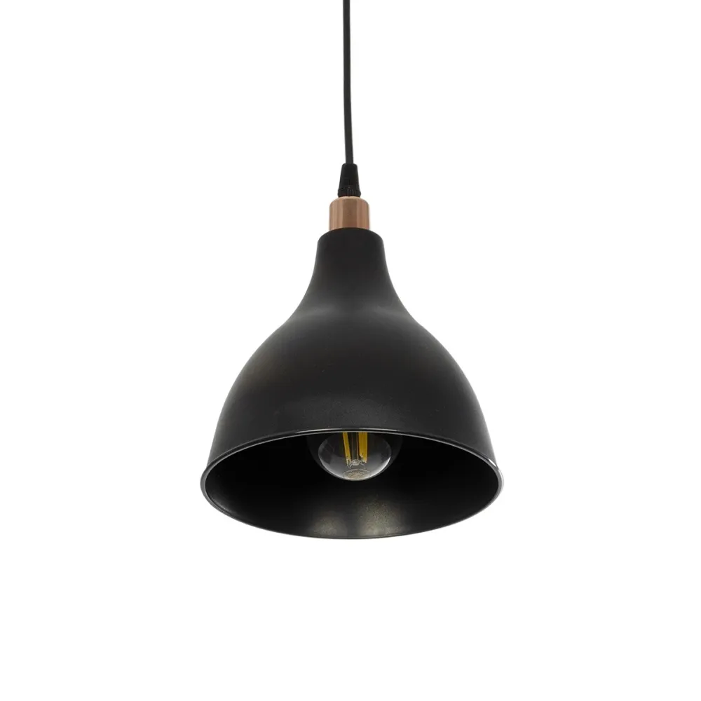 GLOBOSTAR® RADE 203-0124 Μοντέρνο Κρεμαστό Φωτιστικό Οροφής με Ντουί 1 x E27 AC 220-240V IP20 - Μαύρο & Χάλκινο - Μ18.5 x Π18.5 x Υ23cm