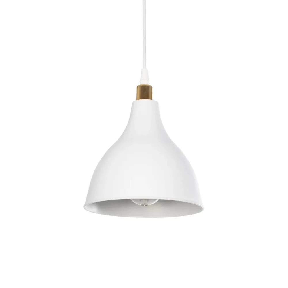 GLOBOSTAR® RADE 203-0125 Μοντέρνο Κρεμαστό Φωτιστικό Οροφής με Ντουί 1 x E27 AC 220-240V IP20 - Λευκό & Χρυσό - Μ18.5 x Π18.5 x Υ23cm