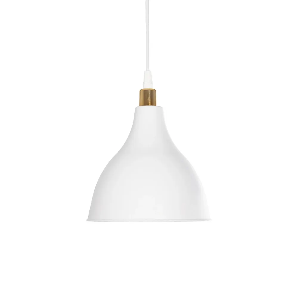 GLOBOSTAR® RADE 203-0125 Μοντέρνο Κρεμαστό Φωτιστικό Οροφής με Ντουί 1 x E27 AC 220-240V IP20 - Λευκό & Χρυσό - Μ18.5 x Π18.5 x Υ23cm