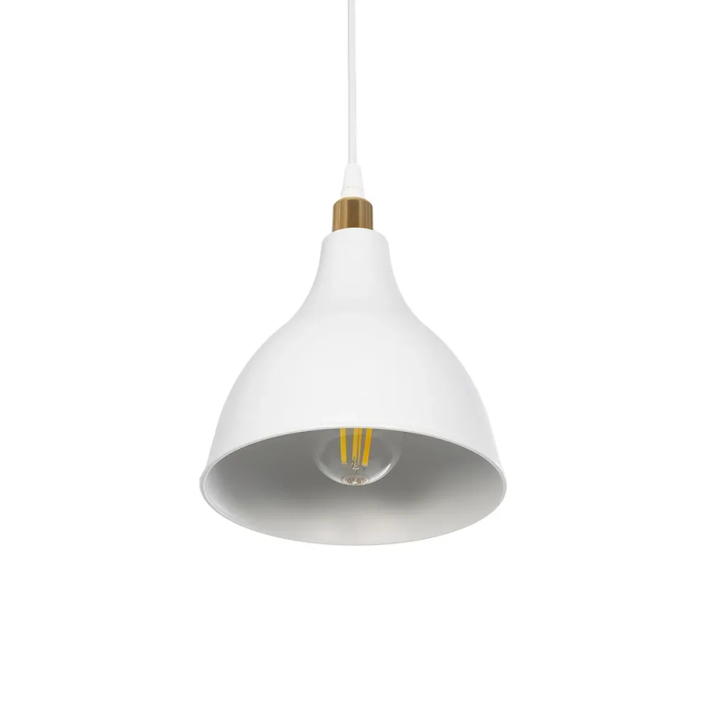 GLOBOSTAR® RADE 203-0125 Μοντέρνο Κρεμαστό Φωτιστικό Οροφής με Ντουί 1 x E27 AC 220-240V IP20 - Λευκό & Χρυσό - Μ18.5 x Π18.5 x Υ23cm