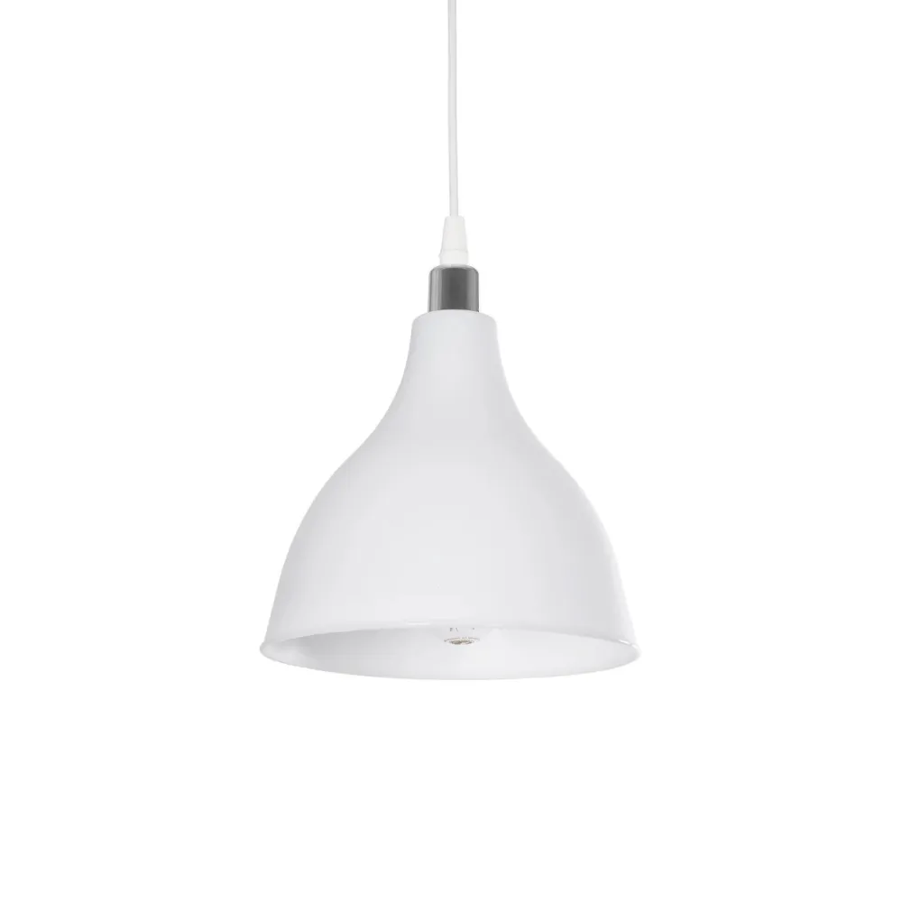 GLOBOSTAR® RADE 203-0126 Μοντέρνο Κρεμαστό Φωτιστικό Οροφής με Ντουί 1 x E27 AC 220-240V IP20 - Λευκό & Ασημί - Μ18.5 x Π18.5 x Υ23cm